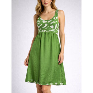 Velvet Graham Spencer Silk Dress XS Green Empire Waist Sleeveless Made USA